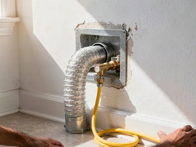 Norwalk Dryer Vent Cleaning certified technician performing specialized gas dryer vent cleaning in Norwalk